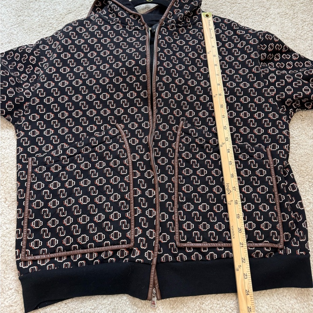 Maje Black & White Monogram Hooded Bomber Jacket - Picture 13 of 16